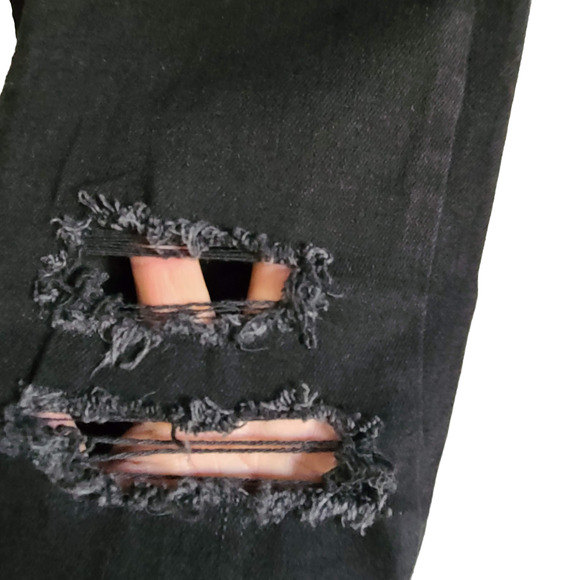 WE THE FREE Black Button Fly Busted Knee Distressed Jeans OB1153075 Women's 26 - Picture 6 of 16